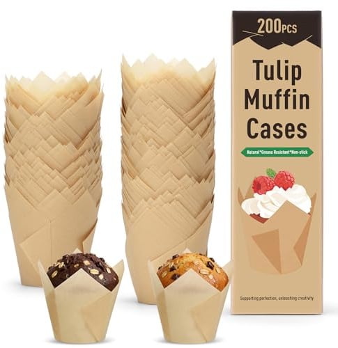 Alyvisun 200 Pirottini per Muffin Carta Antigrasso Cupcake | Pirottini Muffin e Cupcake, Forme Muffin in Carta Non Adesiva per Casa Feste e Pasticcerie