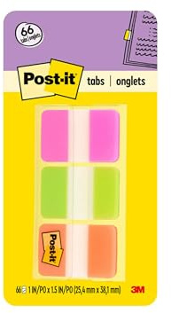 POST-IT 686-PGO Haftstreifen Index Strong, 25,4 x 38 mm, Leuchtfarben, 3 x 22 Streifen