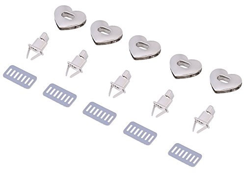 Walfront 5 Sätze Herzförmigen Tasche Verschluss, Craft Case Verschluss Turnlock Hardware Handtasche Tasche Gürtel Twist Lock Zubehör 3,2 × 2,8 Cm(silber)