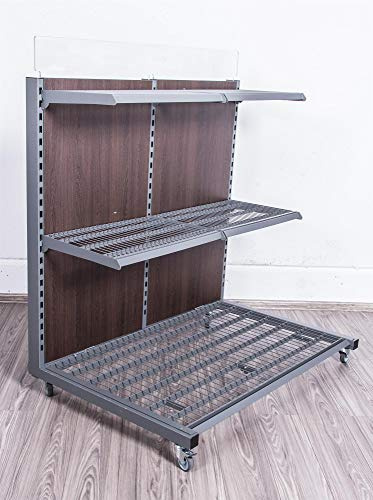 Sommer International GmbH Verkaufsregal Rollregal Warenständer Regal mit Rollen Profiregal mit brauner Holzzwischenwand 138 cm breit Neuware