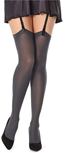 Bellivalini Damen Strapsstrümpfe Mikrofaser 60 DEN BLVFI1007 (Graphit, XS/S (Herstellergröße: 1/2))