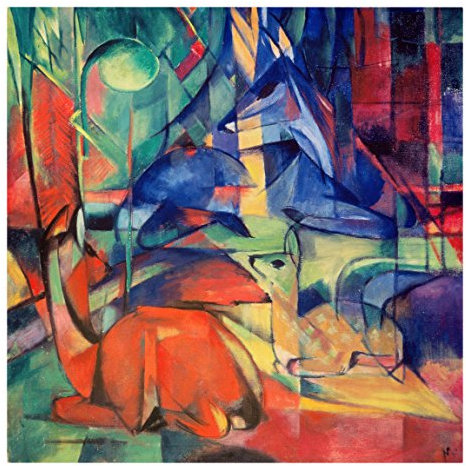 Bilderwelten Top Künstlerbilder auf Leinwandbild II 30 x 30cm Franz Marc Rehe im Walde II