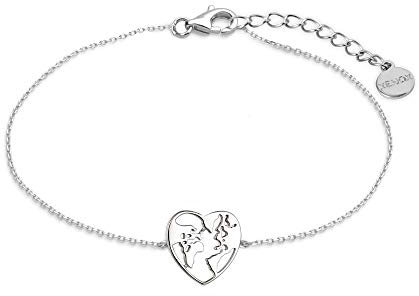 XENOX XS3172 Damen Armband Welt Erde Sterling-Silber 925 Silber 18 cm