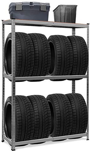 GOPLUS Garagenregal Reifenregal Lagerregal Reifenständer Werkstattregal Schwerlastregal, aus Stahl, silbern, 120x40x180cm
