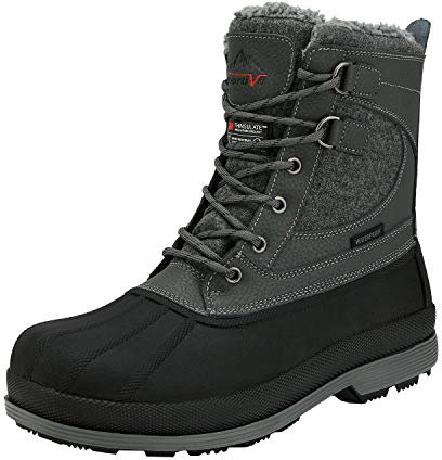 NORTIV 8 Stivali Uomo da Neve Invernali Foderato Pelliccia Caldo Stivaletti Classici Antiscivolo Comod All'aperto Stivali Uomo,Size 46,Grigio/Nero,Avenue