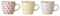 Bloomingville kleine Tassen Susie Retro Tassen ideal für einen doppelten Espresso oder einen kleinen Kaffee Crema ø 7,5 x H 7,5 cm, rot gelb rosa, Keramik, 3er Set
