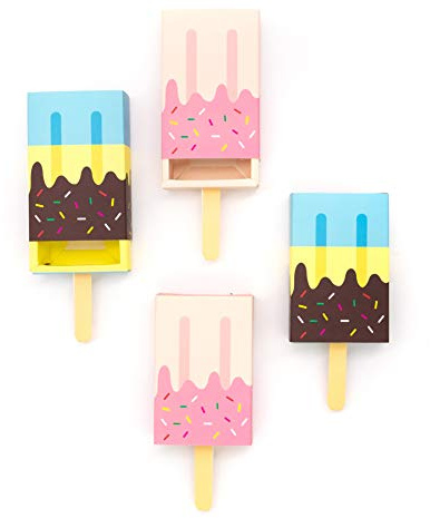 AUEAR, 12 x Geschenkboxen in Form eines Eis am Stiel, Mini-Cartoon-Bonbon-Faltpapier für Dekorationen