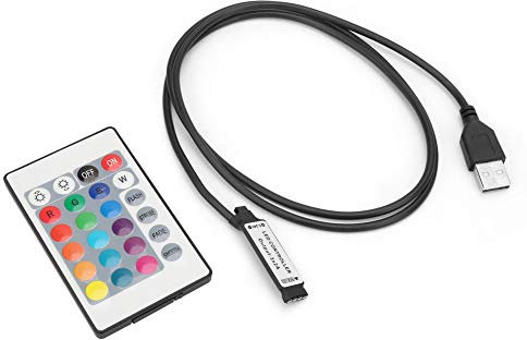 FTVOGUE 24 tasti RGB LED Light Strip Telecomando wireless Telecomando USB 6A Light Strip 5-24V(Line length 1 m)