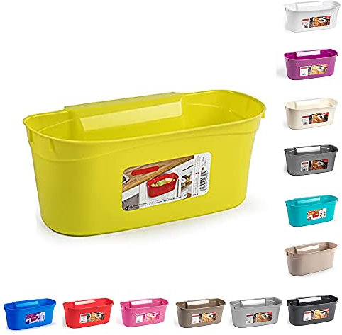 plastific Kitchen Over Cabinet Drawer Door Waste Bin Basket Hanging Container Bin for Food Scraps Attach a Trash Waste Bin Box (Green, 31 X 17.5 X 13 Cm)