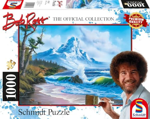 Schmidt Spiele 57537 Bob Ross, Berg am Meer, 1000 Teile Puzzle