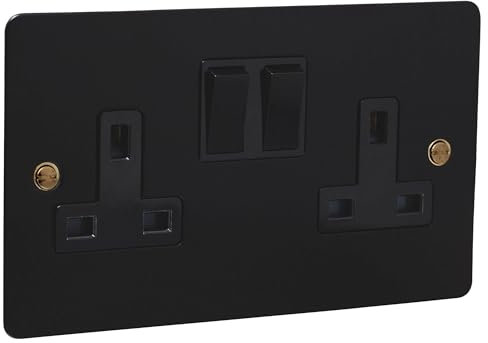 2G Matt Black Socket - Brass Screws