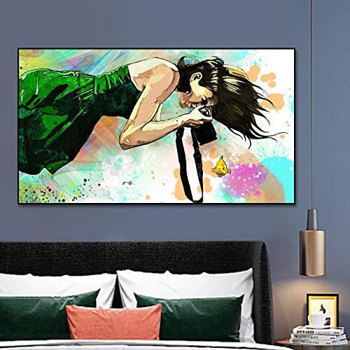 Skandinavische Leinwand Kunst Zusammenfassung Tauchen Mädchen Fotografie Wandkunst Poster Goldfisch Leinwand Gemälde für Wohnzimmer Home Decor-60x105cm No Frame