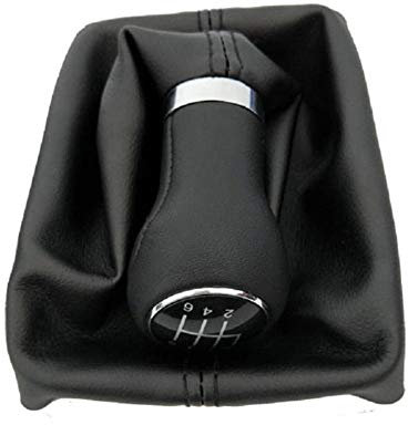 WYTXH Pomo de cambio de coche de 5/6 velocidades con pomo de cuero real apto para Audi A6 C6 (2004-2012) A4 S4 B8 8K A5 8T 8F Q5 8R 2007-2015-6_Speed