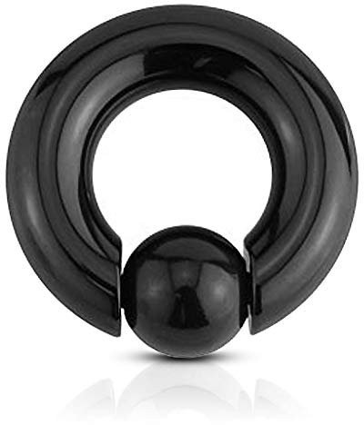viva-adorno Piercing BCR Spring Ball Closure Ring Intimpiercing Klemmring Chirurgenstahl 316L Clip in Pop out schwarz XXL Stärke 3 bis 10mm Z425x, 6 x 12 x 10mm