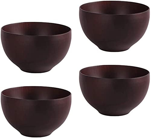 ZHANGZONG Bol Enfant Bol Japonais Bol INOX saladier INOX Bol Petit Dejeuner 4 pièces Bol à Soupe en Bois Anti-Chute Bol pour Riz Dessert collation Glace Petits Plats d'accompagnement Salade fru
