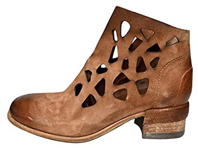 Stiefeletten Damen HLIYY Frauen Einfarbig aushöhlen Kurzstiefel Mit Blockabsatz Komfort Mode-Stiefel Bequeme Ankle Boots Schuhe Reißverschluss Herbst Winter, Braun, 40 EU