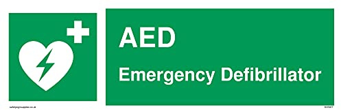 AED Notfall-Defibrillator mit Herzdefibrillator-Symbol, 300 x 100 mm, L31