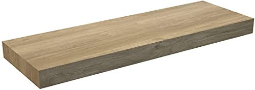Encimera Baño Madera Suspendida | Encimera Flotante para Lavabos sobre Encimera Baños | Encimera de Melamina con Textura de Espesor 8cm (140x40cm, Roble Natural)