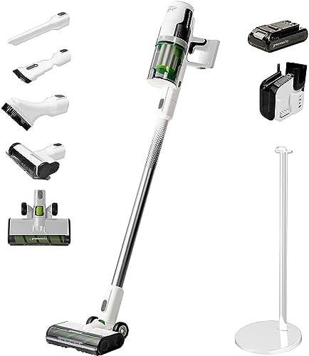 Greenworks GD24SVK4D Aspiradora sin Cable Lujosa, Succión Alta Potencia, Operación 45min, Filtro HEPA, Pelo de Mascotas, Potencia 3 Niveles, Batería 24V 4Ah, Súper Cargador de Soporte, Garantía 3 Años