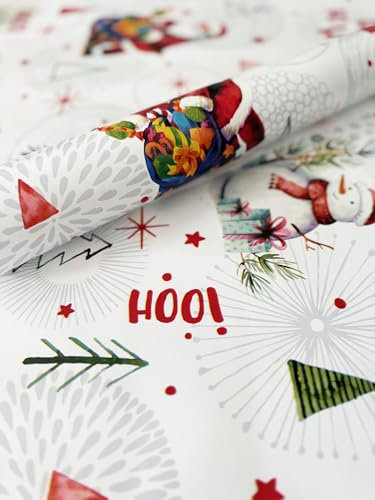 Mambo Design PVC Tischdecke Carol X-Mas Weihnachten Meterware Wachstuch weiß rot Nikolaus Breite & Länge wählbar abwaschbar, Größe:140 x 280 cm