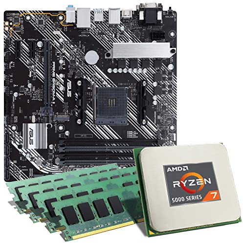 Mainboard Bundle | AMD Ryzen 7 5700X 8x3400 MHz, ASUS Prime B450M-K II, 64 GB DDR4-RAM, 1x M.2 Port, 6X SATA 6Gb/s, USB 3.2 Gen2 | Tuning Kit | CSL PC Aufrüstkit