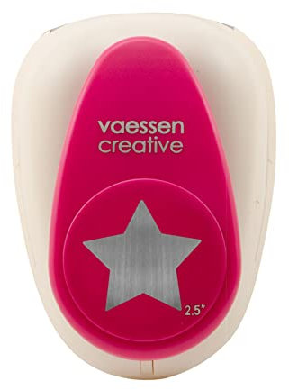 Vaessen Creative Motivstanzer Stern - 5.7 x 6 cm - Stanzer für Bastelpapier, Tonpapier, Scrapbookpapier oder Decoupagepapier, Weiß-gold