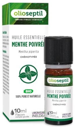 OLIOSEPTIL - Huile essentielle de Menthe Poivrée - 100% Pure et naturelle - BIO - HEBBD (biochimiquement et botaniquement définie) - 100% origine naturelle - Flacon 10ml