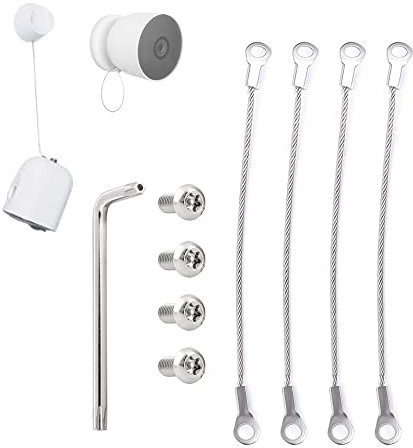 VVHOOY Anti-Theft Anti-Drop Security Chains Compatible with Google Nest Cam Outdoor(Battery),SimpliSafe Outdoor Camera,Rustproof Protection Cable Prevent from Falling, 4 Pack 