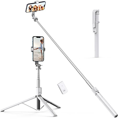 ATUMTEK 59 Selfie-Stick, Selfie-Stick mit Abnehmbarer Bluetooth-Fernbedienung, ausziehbarer Selfie-Stick für iPhone und Android, Videoaufnahme, Bloggen und Live-Streaming (Weiss)