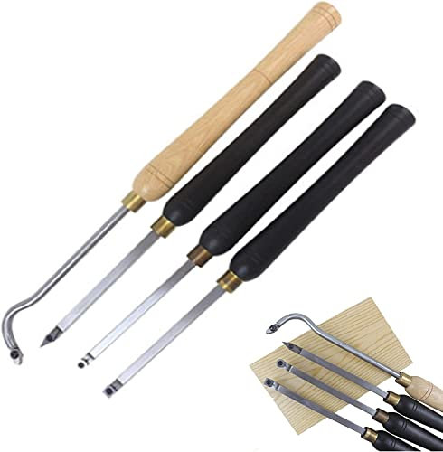 OITTo Wood Turning Chisels Tools for Lathe, Carbide Tipped Wood Lathe Turning Tools Set,Lathe Rougher Finisher Swan Neck Tools And Wood Grip Handle with Diamond Round Square Carbide Inserts
