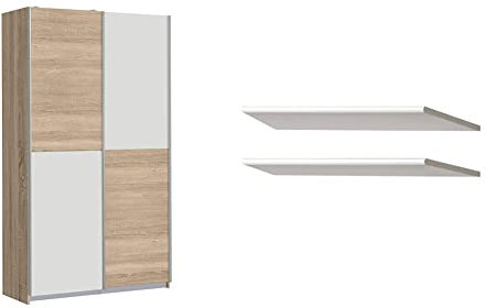 FORTE Ohio Mehrzweckschrank mit 2 Türen, Holzwerkstoff, Weiß / Sonoma Eiche dekor, 120 x 42 x 190.5 cm