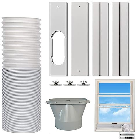 Starnearby Kit Finestra per Condizionatore Portatile Adattatore Finestra Condizionatore Tubo di Scarico per Condizionatore Portatile Kit di Sfiato Finestra Piastra per Finestra Tubo Condizionatore