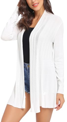 iClosam Cardigan Donna Lungo Leggero Aperto Davanti Maniche Lunghe Casual | Adatto a occasioni eleganti e giornate quotidiane, per la stagione autunnale e quella estiva, utilizzabile come coprispalle
