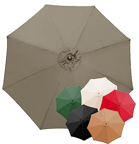 Toile de rechange pour parasol 2.0m/2.7m/3.0m, 6 baleines/8 Baleines Parasol de jardin rond Housse de rechange pour parasol, Protection UV Imperméable, Pour extérieur, terrasse, plage(Couleur:Topaz,Ta
