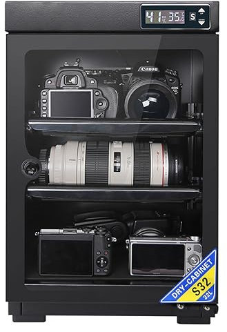 QUTBAG 32L Electronic Moisture Proof Box, Dry Cabinet with LED Digital Display, Touch Control Camera Dehumidifier for Camera Lens & Electronic Equipment Storage