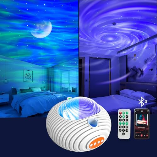 Jirmerp Sternenhimmel Projektor,Doppelter Effekt Sternenprojektor Aurora und Die Milchstraße mit Bluetooth Lautsprecher Sternenhimmel Projektor Kinder Erwachsene mit Timer/Remote