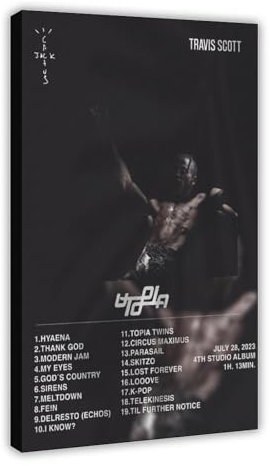 BSapp Travis Scott 'Utopia' Album Cover Poster 6 Leinwand Poster Wandkunst Dekor Druck Bild Gemälde für Wohnzimmer Schlafzimmer Dekoration 30 x 45 cm