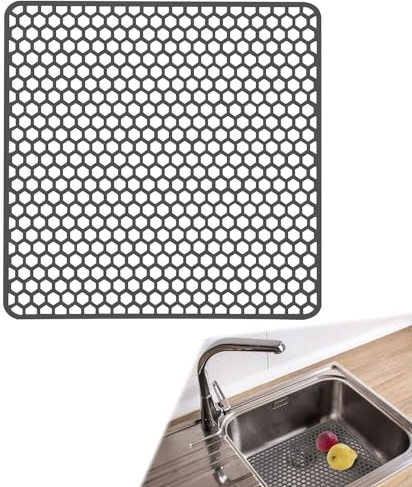 Silikon SpüLbeckeneinlage, Zusammenklappbar rutschfeste SpüLbeckenmatte Silikon 30.5x30.5 cm, Matte füR SpüLbecken, HitzebestäNdig KüChen-Abtropfuntersetzer Schutzeinlage, Sink Mat füR SpüLe