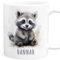Waschbär Tasse personalisierte Kindertasse mit Namen Waschbärtasse Namenstasse süßes Kinder Geschenk für Jungen & Mädchen Kaffeetasse Teetasse aus Keramik 330 ml (Waschbär)