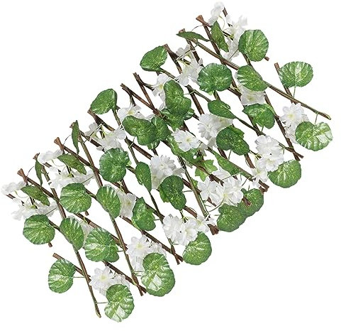 Yardwe Sichtschutz Für Den -zaun Wand-sichtschutz Zaunelement Aus Künstlichem Efeu Gitterzaun Gitterstütze Für Gartenpflanzen Gitterplatten Künstliche Blumen Bildschirm Weiß Hölzern