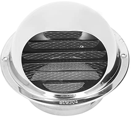 Runder Lüftungsgitter, Edelstahl Wetterschutzgitter Ablufthaube Rundgitter Lüftungshaube Runder Lufthaube Abluftgitter mit Insektennetz für Gitter Lüftung Garage Küche Bad Wand