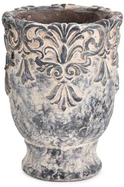 Sungmor Maceta de cemento en relieve vintage de 6.3 pulgadas con agujero de drenaje