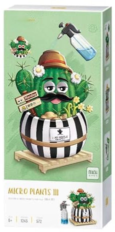 SCTCACR 1245 1246 Mini Bloc Enfants Construction Jouet Bricolage Bloc Puzzle Fille Cadeau Dessin animé modèle d'affichage Cactus Fleur Pot Home Decor (1245-Avec boîte)
