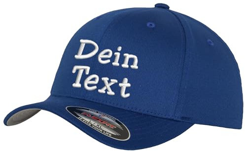 Flexfit Wooly Combed Basecap Bestickt mit Wunschtext (DE/NL/SE/PL, Alphanumerisch, L, XL, Royal)