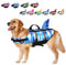 Rettungswesten für Hunde Schwimmweste Hunde Hai, Leicht und Sicher für Wassersport, hundeschwimmweste mit Griff und Reflektierend für Kleine Mittlere und Große Hunde Tarnung Blau S