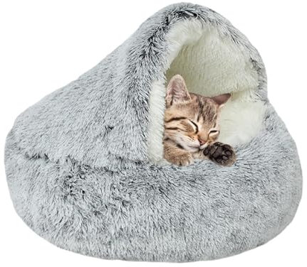 USYSGT Lit Rond pour Chat, Coussin Confortable et Lavable avec Bords Surélevés, Maison en Peluche pour Lapin, Cochon d'Inde et Chaton Ø 40cm