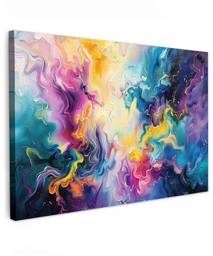MuchoWow© Wandbilder Groß 120x80 cm XXL Schlafzimmer Home Deko Wohnung Bild Wohnzimmer Fotoleinwand Wand Bilder Leinwand Wall Decor Bunt - Farbe - Farbenfroh - Schwarz