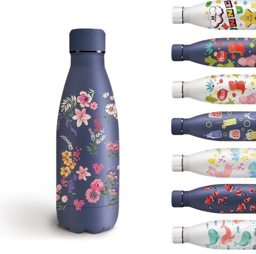 Grsta Gourde Enfant, 350ml Gourde Isotherme, Bouteille Isotherme Sans BPA, Gourde Bebe anti Fuite, Gourde Femme Froid&Chaud, Bouteille Inox pour les écoles, le Bureau et la Maternelle