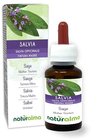 Salbei (Salvia officinalis) Blätter Alkoholfreier Urtinktur Naturalma - Flüssig-Extrakt Tropfen 60 ml - Nahrungsergänzungsmittel - Veganer