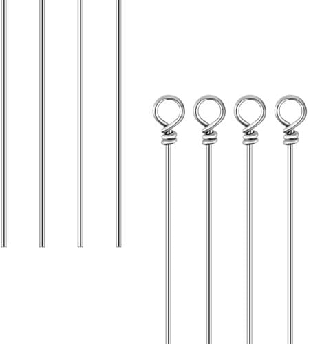 100 Pack Fishing Looped Spinner Shaft, Fishing Shaft Wire Stainless Steel Spinner Bait Wire Fishing Spinner Shaft Fishing Lure Making Supplies Rigs for Freshwater Bass Trout Walleye Salmon Catfish